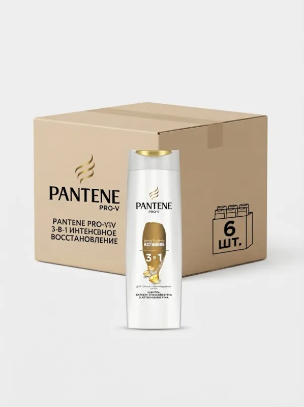 Шампунь для волос Pantene Pro-V «3 в 1 Интенсивное восстановление», 400 мл (Коробка, 6 штук)   