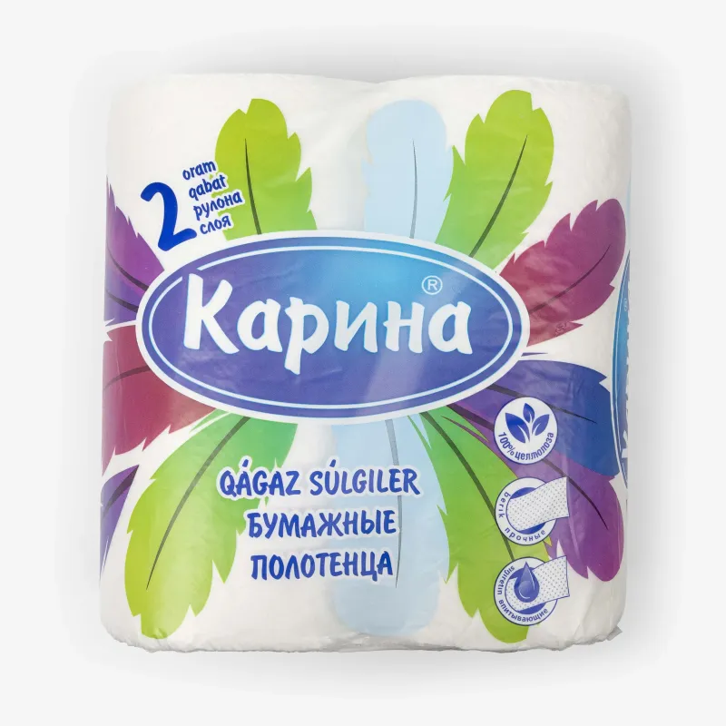 Полотенца Карина бумажные, 2 слоя 14 м, 2 шт