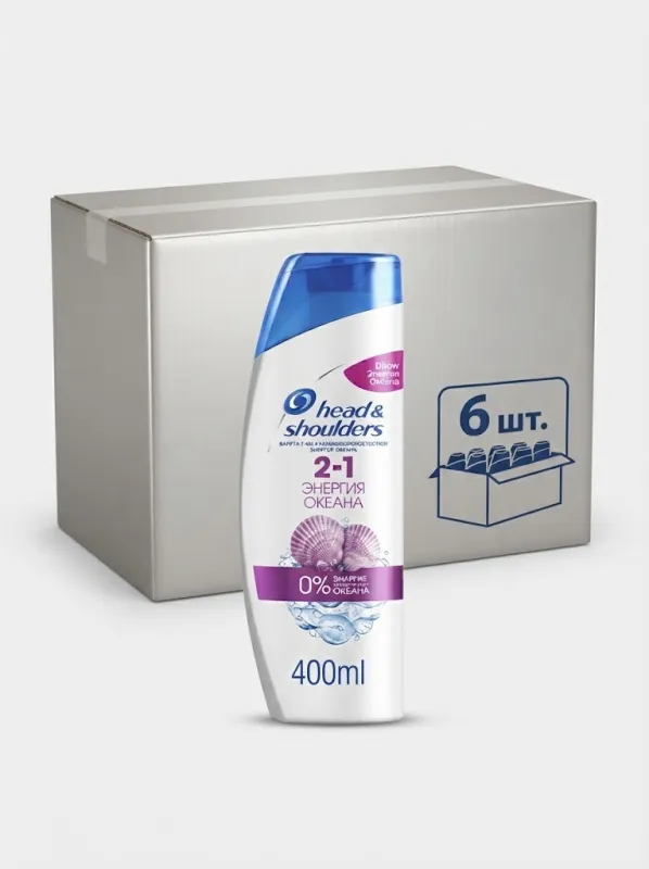 Шампунь и бальзам-ополаскиватель 2в1 Head & Shoulders «Энергия Океана», 400 мл (Коробка, 6 штук)