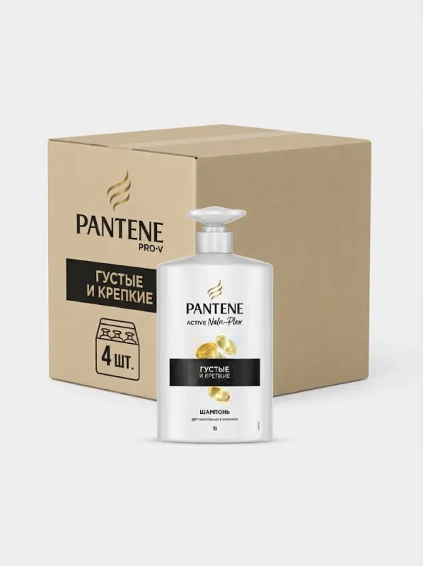 Шампунь для волос Pantene Pro-V «Густые и Крепкие» XXL, 900 мл (Коробка, 4 штуки)