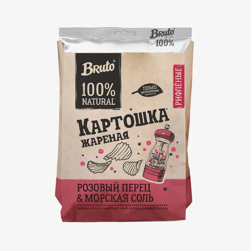 Чипсы Bruto Kraft рифленые перец розовый, 120 г