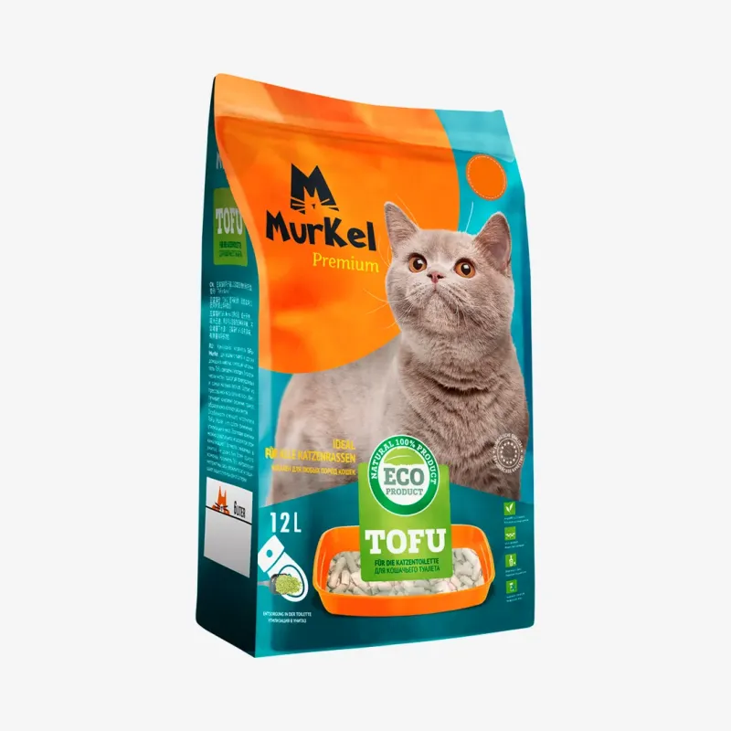 Наполнитель Murkel для кошачьего туалета комкующийся Тофу (уголь ) 12 л 5,2 кг