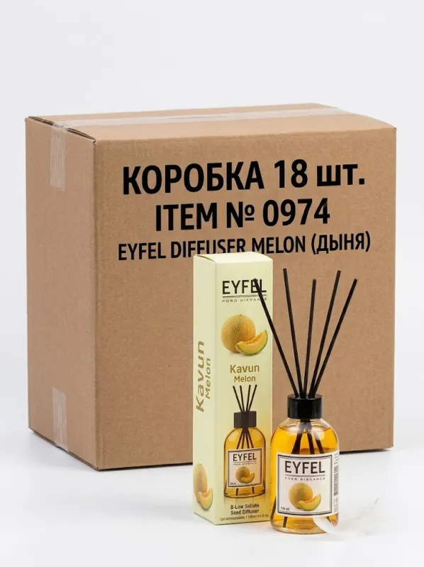Аромадиффузор для дома EYFEL Perfume Kavun / «Дыня» с палочками (110 мл, оптовая коробка 18 шт.)