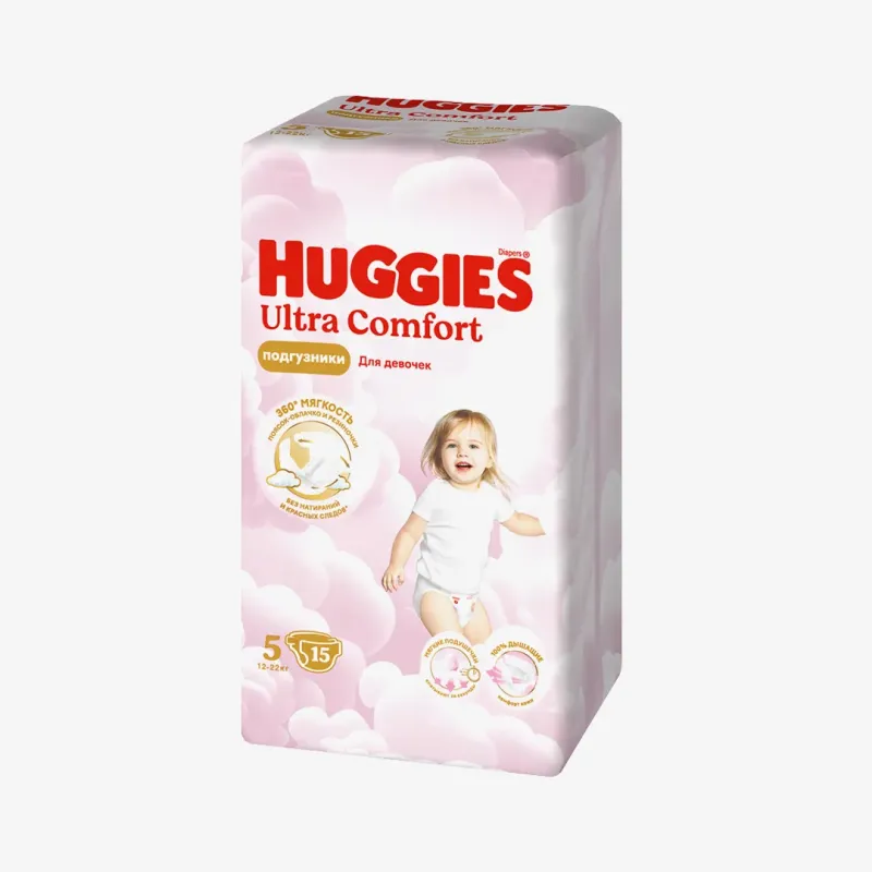 Подгузники Huggies Ultra Comfort для девочек 5 (12-22 кг) 15 шт