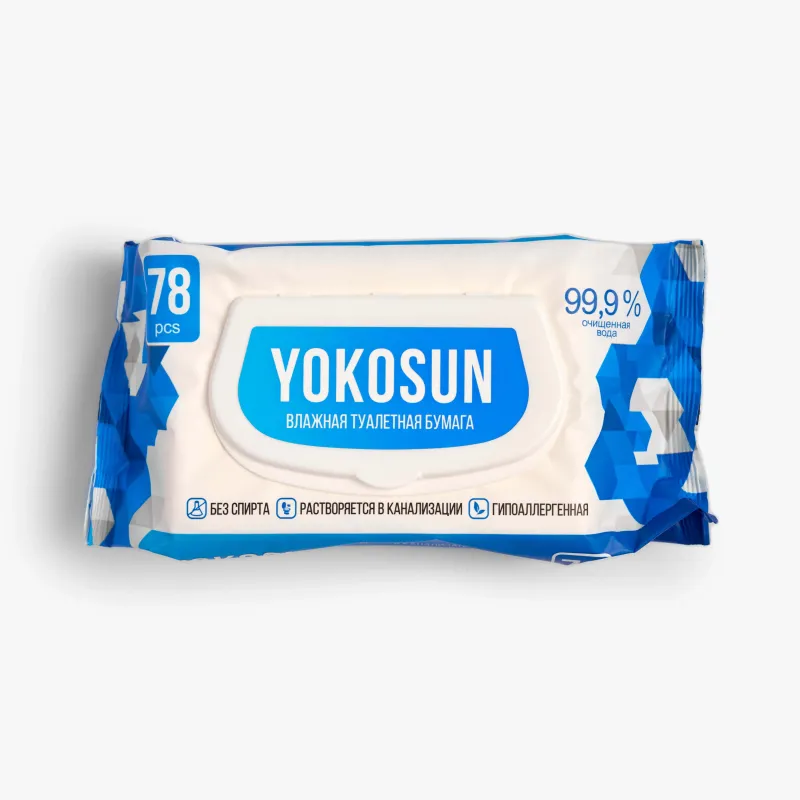 Влажная туалетная бумага YokoSun для взрослых (биоразлагаемая), 64