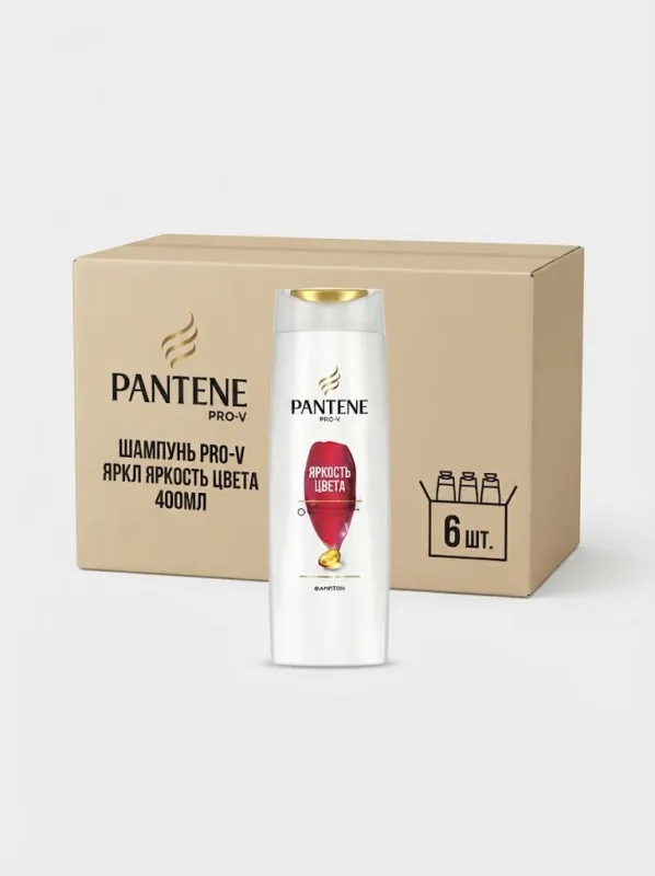 Шампунь для волос Pantene Pro-V «Яркость Цвета», 400 мл (Коробка, 6 штук)