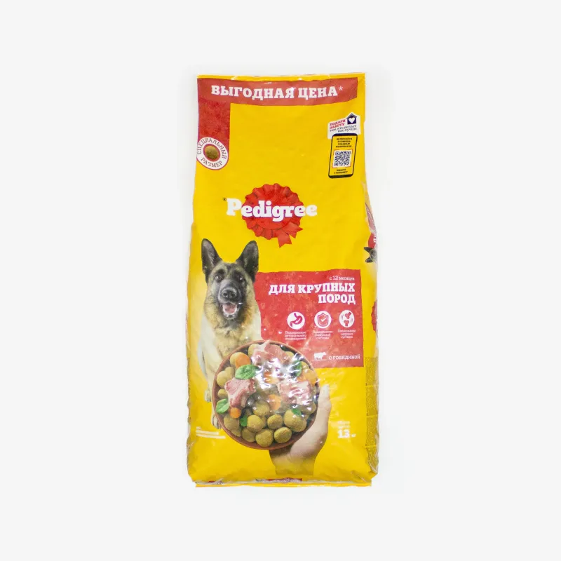Корм Pedigree для взрослых собак всех пород говядина и рис с овощами 13 кг