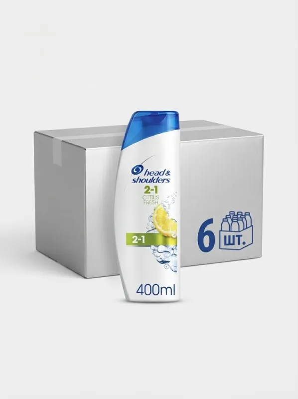 Шампунь и бальзам-ополаскиватель 2в1 Head & Shoulders «Цитрус Свежесть», 400 мл (Коробка, 6 штук)