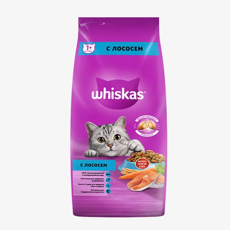 Корм Whiskas Подушечки с лососем для кошек 5 кг