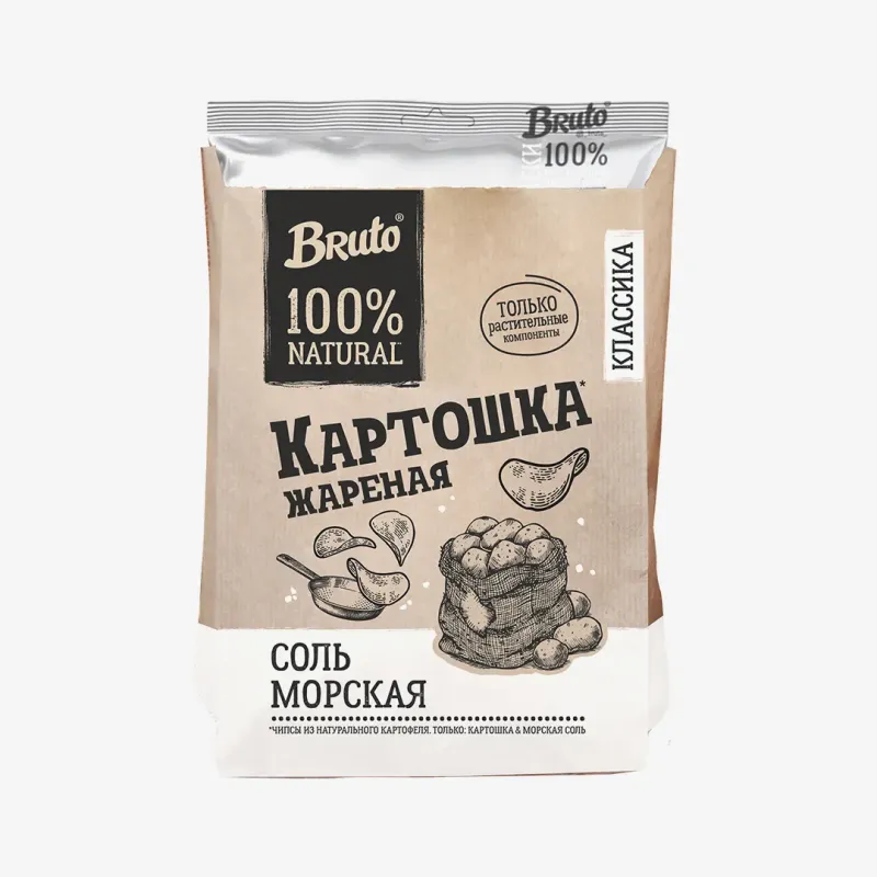 Чипсы Bruto Kraft картофельные классический вкус с морской солью, 60 г