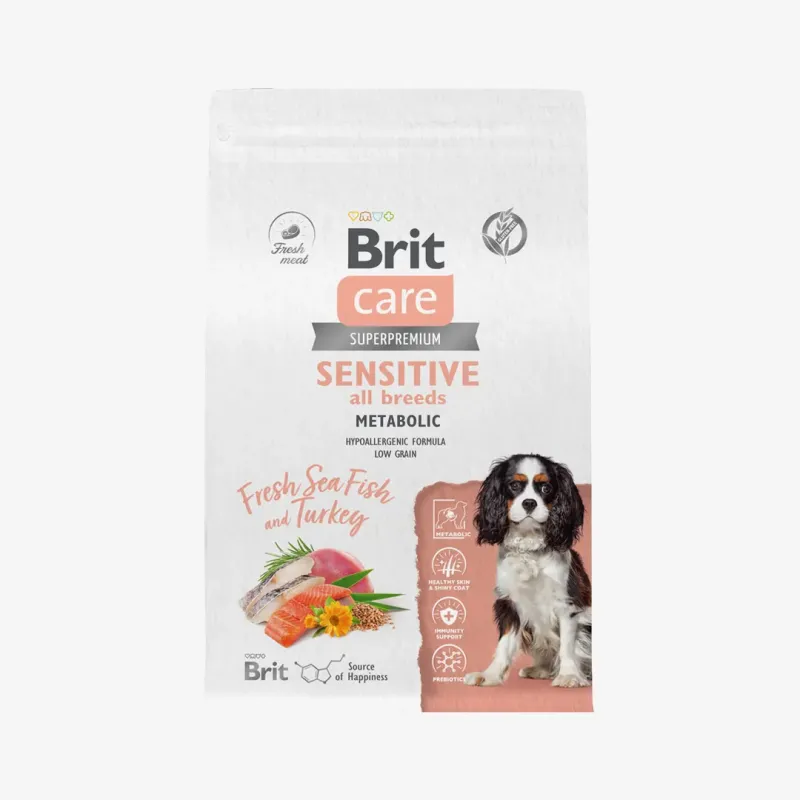 Сухой корм Brit Care с морской рыбой и индейкой Dog Adult Sensitive Metabolic 1.5 кг