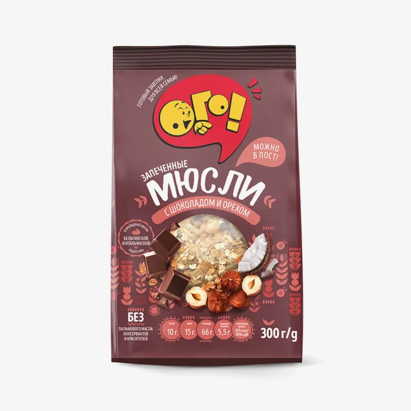 Мюсли Ого! запеченные с шоколадом и орехом 300 г