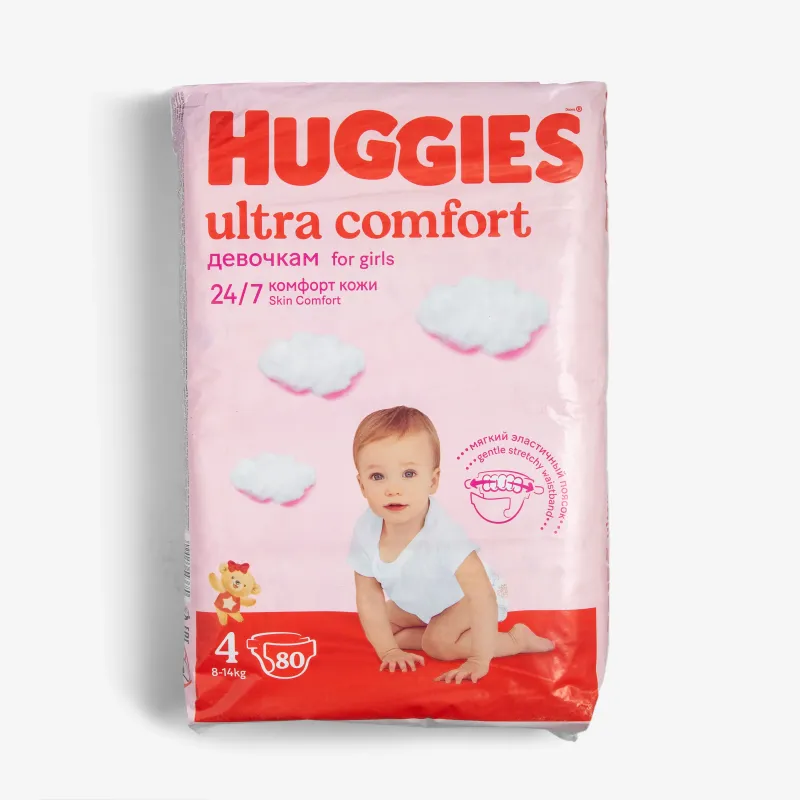 Подгузники Huggies Ultra Comfort девочкам 4/L, 80 шт (8-14 кг)