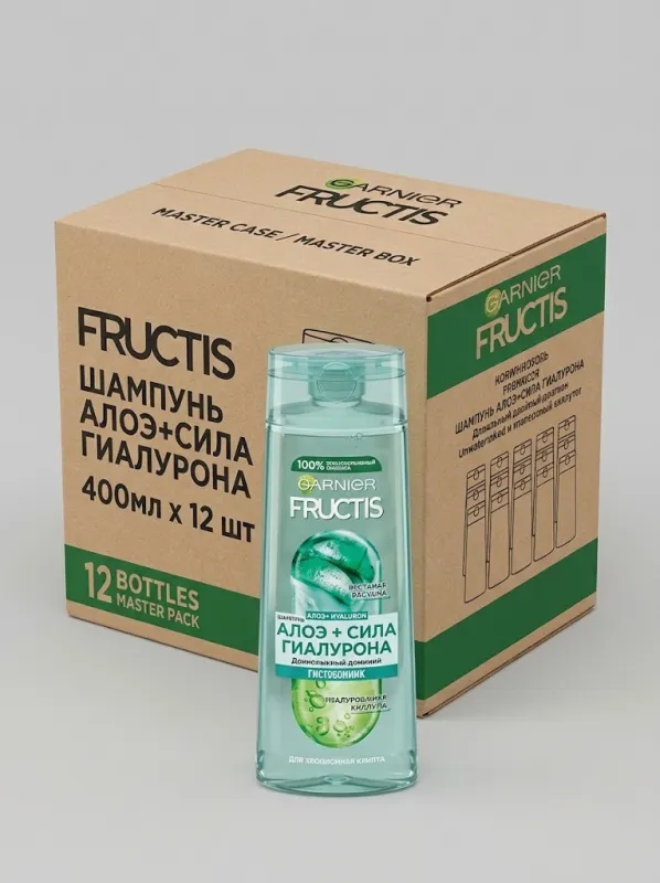 Шампунь Garnier Fructis 400 мл «Алоэ + Сила Гиалурона» — оптовая упаковка 12 шт