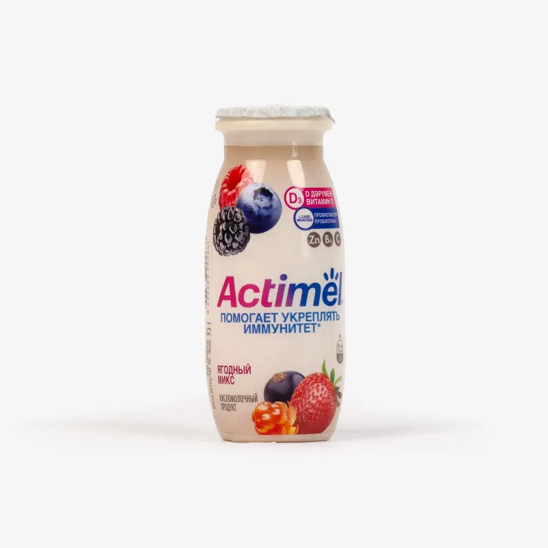 Напиток Actimel кисломолочный ягодный микс, 95 г