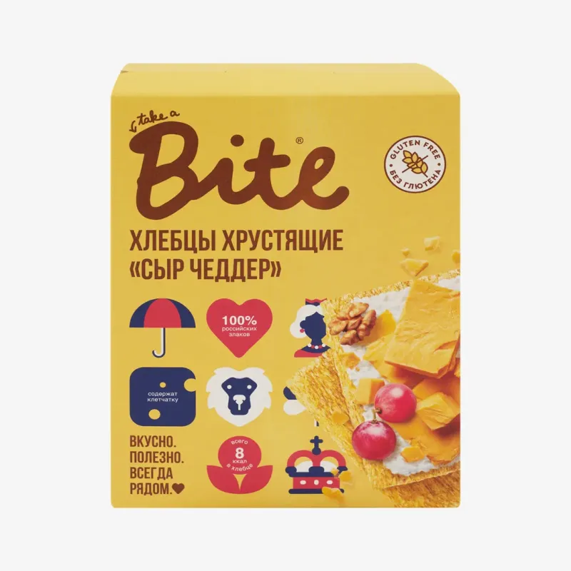 Хлебцы Bite хрустящие кукурузно-рисовые сыр чеддер, 100 г