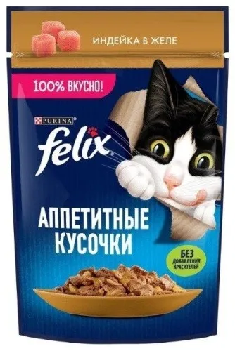 Felix кусочки в желе индейка 75 г 