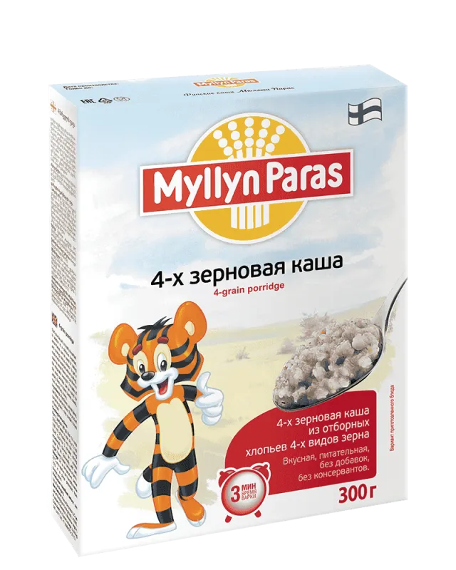 Каша Myllyn Paras Тигренок 4-х зерновая быстрого приготовления, 300 г