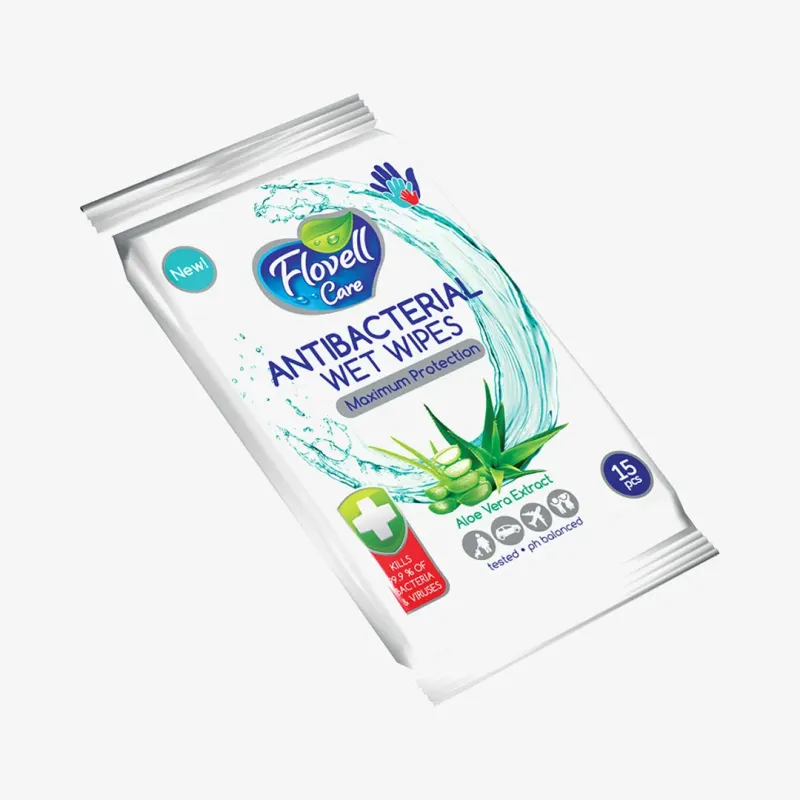 Салфетки Flovell care влажные антибактериальные, 15 шт