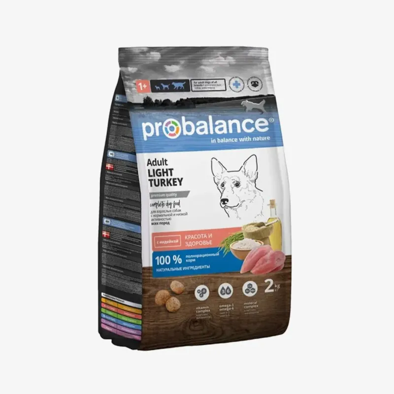 Корм Probalance Adult Light Turkey сухой для взрослых собак всех пород с индейкой, 2 кг