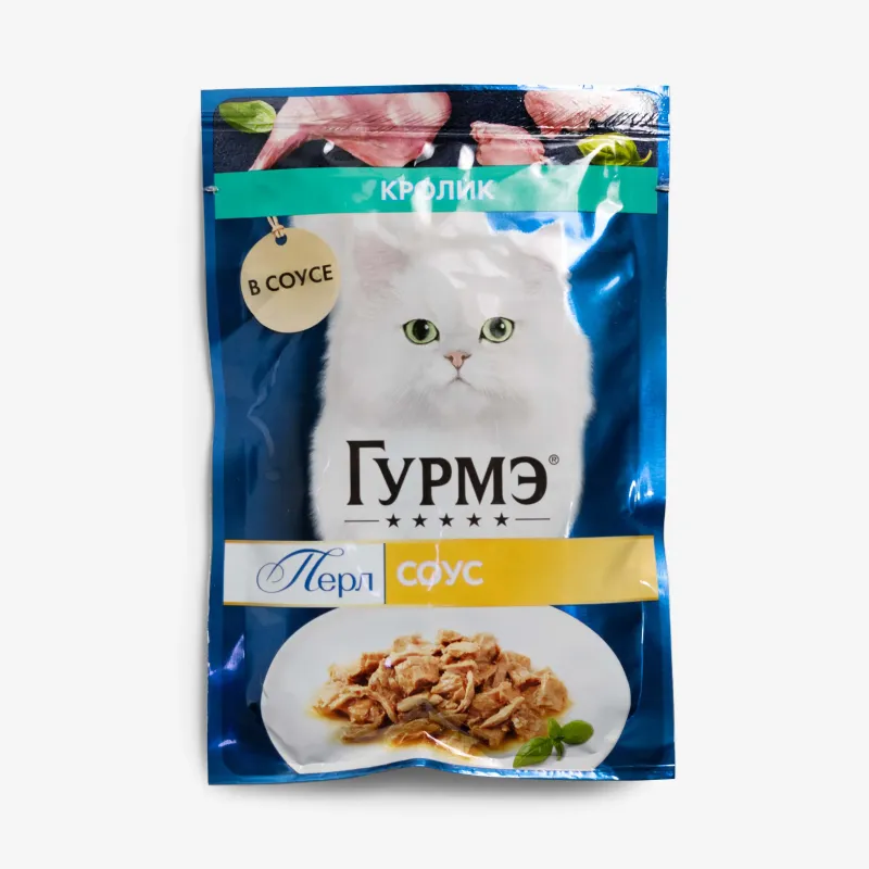 Корм влажный Gourmet Perle нежное филе со вкусом кролика в соусе для кошек, 75 г