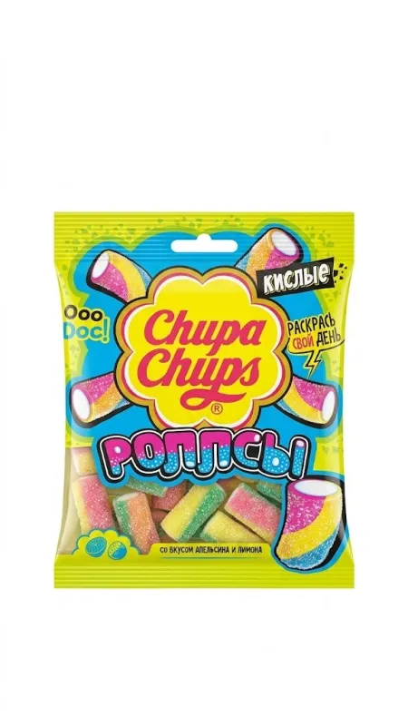 Жевательный мармелад Chupa Chups «Роллсы» Кислые со вкусом апельсина и лимона, 70 г