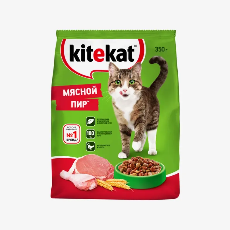 Сухой корм Kitekat мясной пир для кошек, 350 г