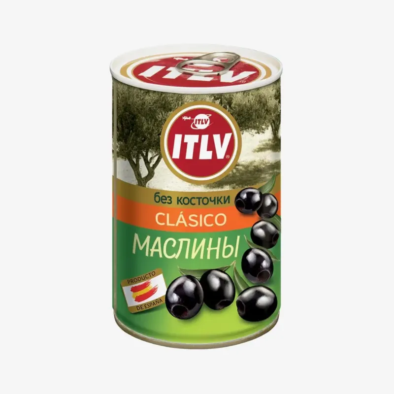 Маслины ITLV черные без косточки, 314 мл
