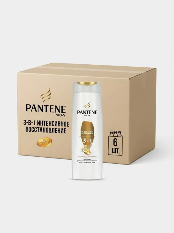 Шампунь для волос Pantene Pro-V «3 в 1 Интенсивное восстановление», 250 мл (Коробка, 6 штук)