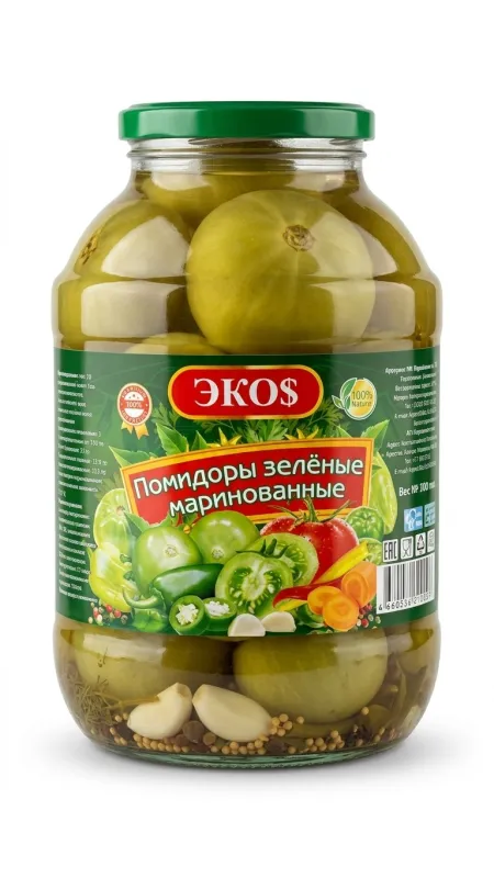 Помидоры зелёные маринованные Экос (ЭКОS) 2л