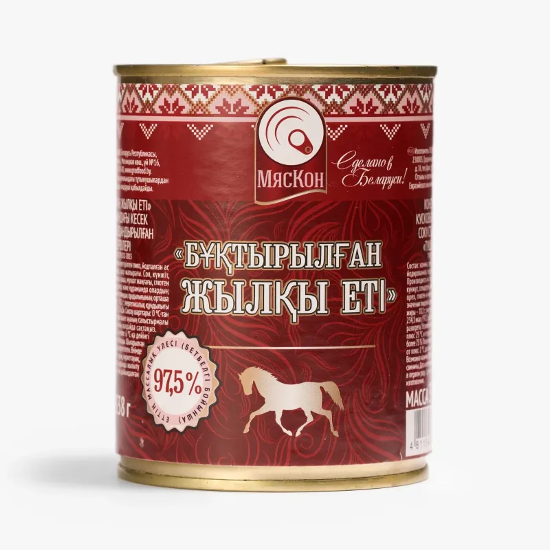 Консервы МясКон тушеная конина кусковые в собственном соку, 338 г