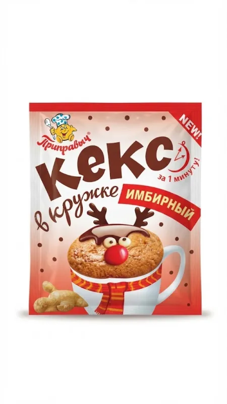 Сухая смесь для приготовления десерта: Кекс в кружке имбирный «Приправыч», 