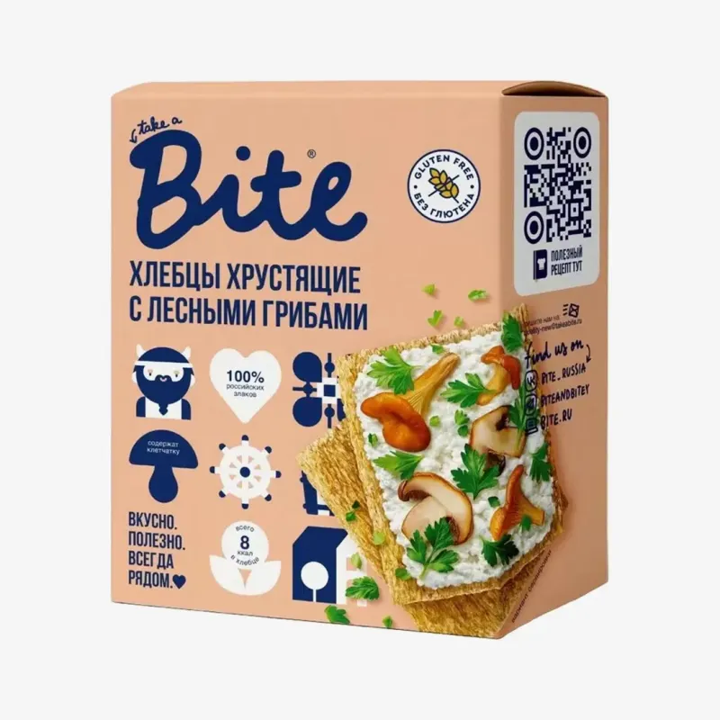 Хлебцы Bite хрустящие кукурузно-рисовые с грибами, 100 г