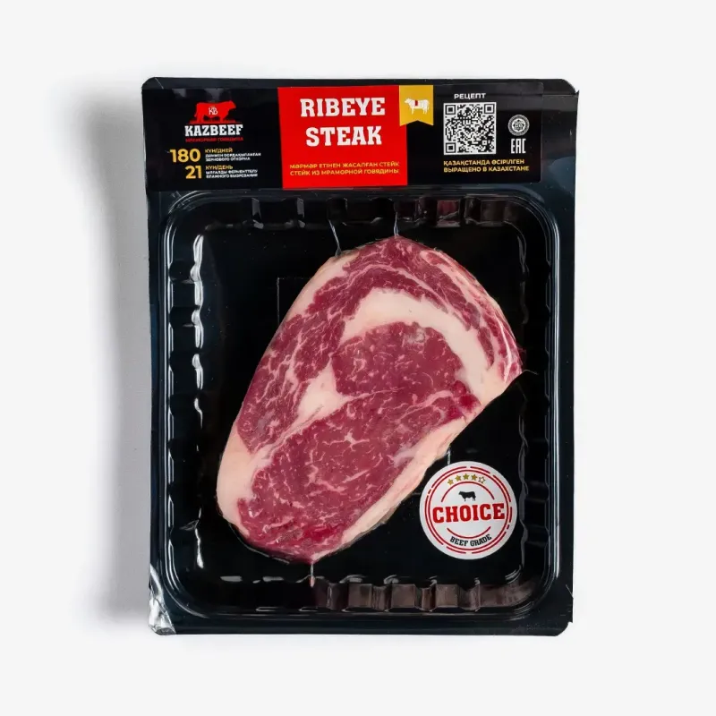 Стейк KazBeef Ribeye Choise из мраморной говядины охлажденный кг