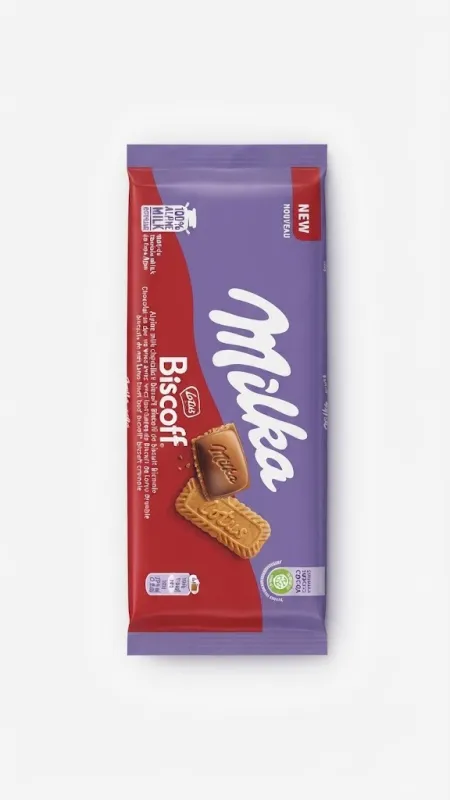 Молочный шоколад Milka Biscoff с кусочками печенья