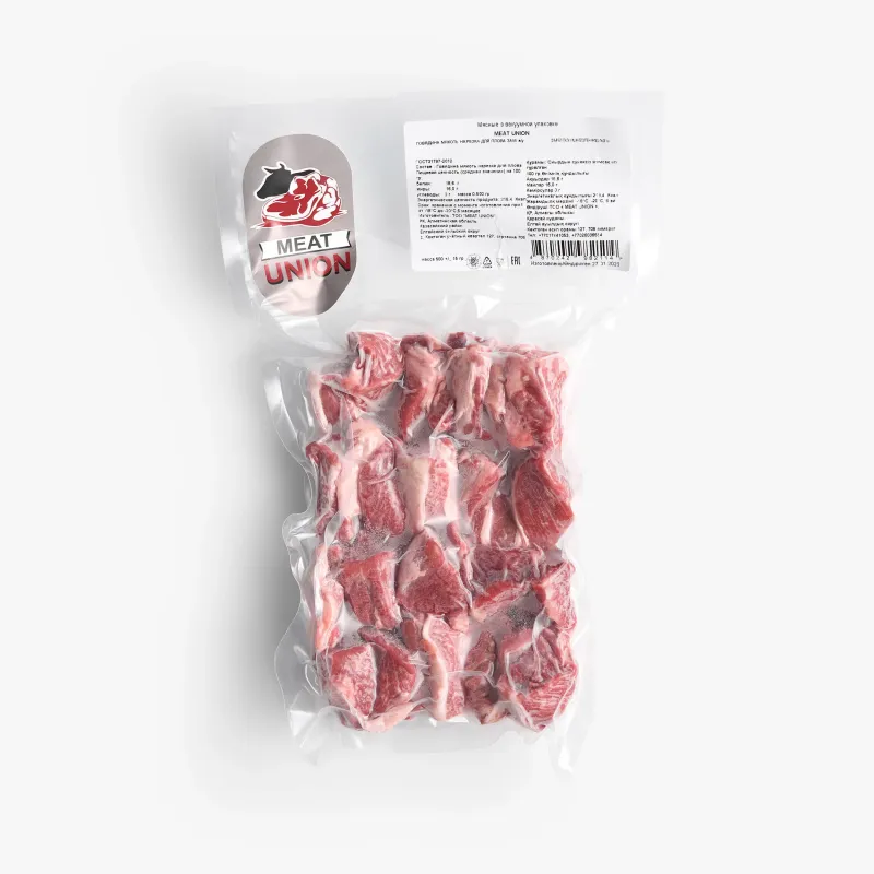 Мякоть говядины Meat Union нарезка для плова замороженная в/у 0.5 кг
