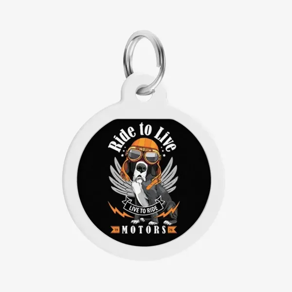 Адресник Collar для собак и котов металлический Waudog Smart ID c QR паспортом, Ездить, чтобы жить, круг 30 мм