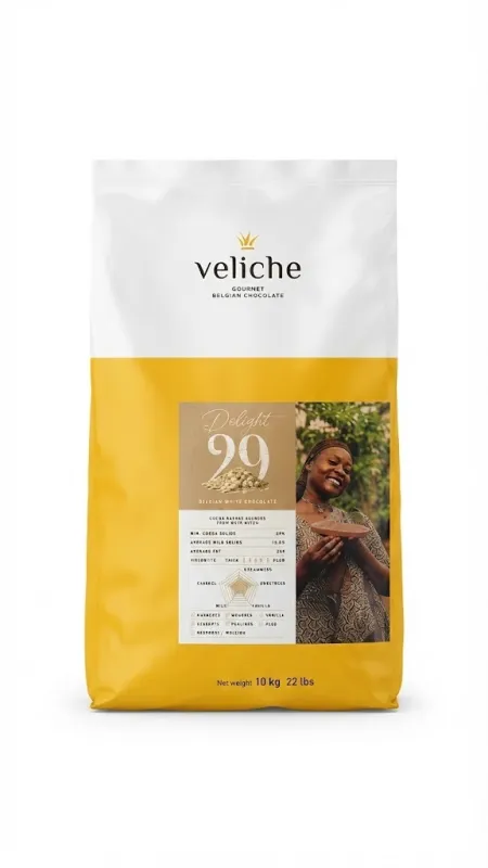 Белый шоколад в каллетах «Veliche Gourmet Delight 29 Belgian White Chocolate» (масса нетто: 10 кг)