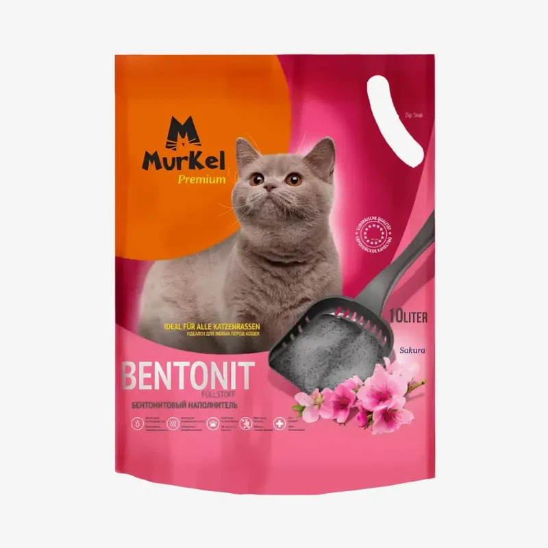 Наполнитель Murkel комкующийся бентонит сакура, 10 л