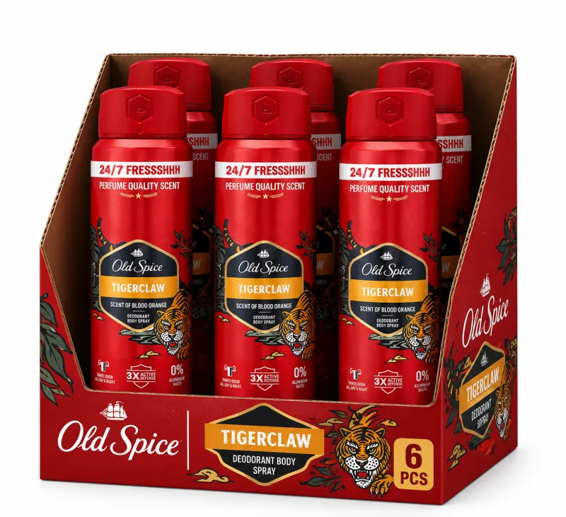 Old Spice Tigerclaw Дезодорант-спрей для тела, 6 шт. в коробке