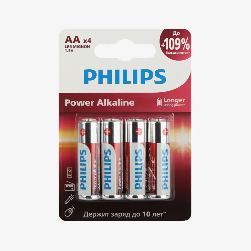 Батарейки Philips LR6P4B/51 АА алкалиновые 1,5v, 4 шт
