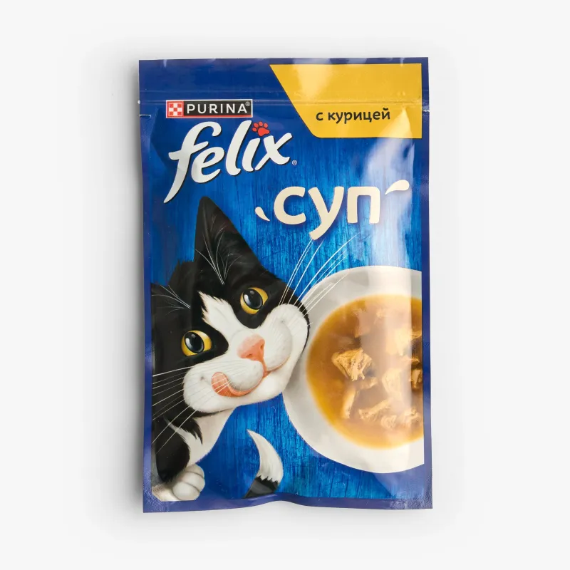 Корм Felix суп для взрослых кошек с курицей, 48 г