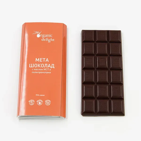 Мета шоколад Organic delight с маслом МСТ и полипренолами, 100 г