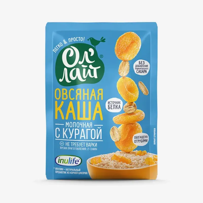 Каша Ол Лайт овсяная молочная с курагой 40 г