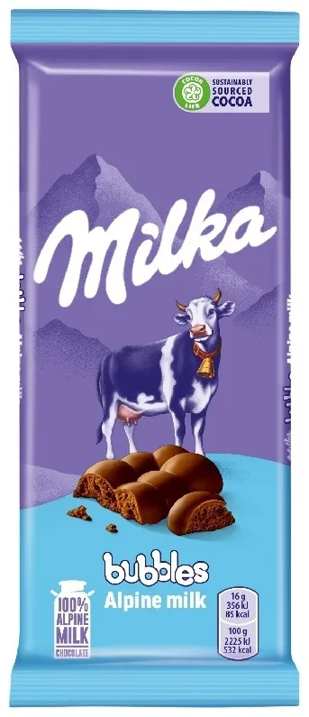 Milka Bubbles Alpine Milk шоколадная плитка молочный 80 г