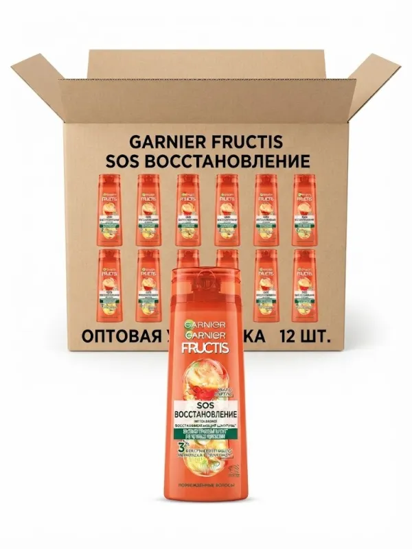 Шампунь Garnier Fructis SOS Восстановление для поврежденных волос, оптовая упаковка 12 шт.